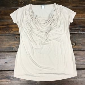 White House Black Market Beige Drape Neck SS M